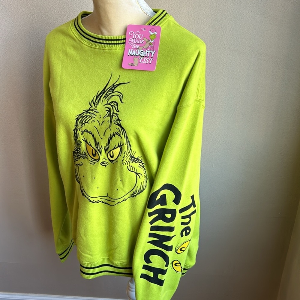 Grinch Womens Pullover Sweatshirt Plush New Christmas Gift Green